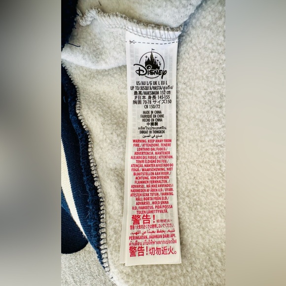 Disney Original Gray Varsity Hoodie / Sweatshirt with Mickey motif size L/152cm - Picture 5 of 7